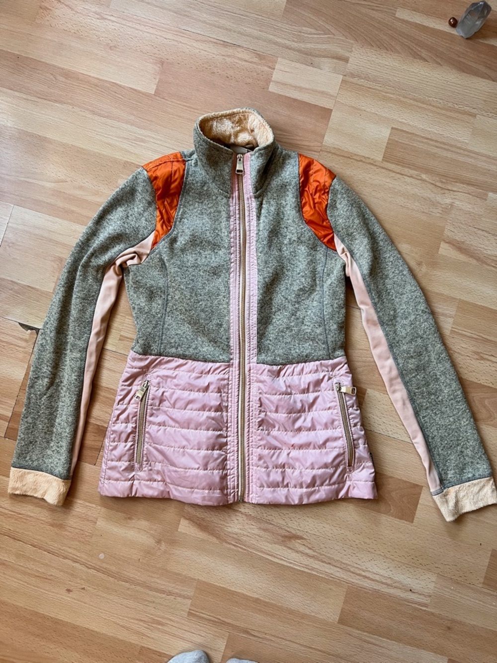 LUHTA Taupe Pink & Orange technical zip up Jacket